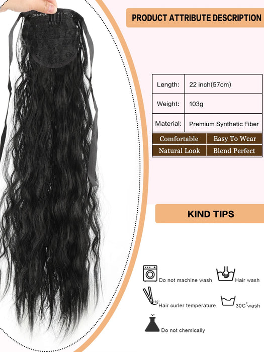 Shein Extensión de cola de caballo sintética, larga y recta, resistente al calor, que se enrolla alrededor 22 pulgadas - Quierox - Tienda Online