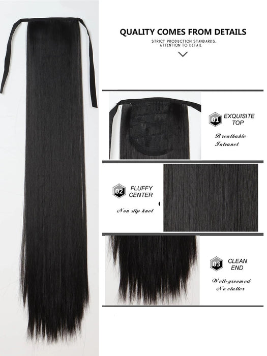 Shein Extensiones de cola de caballo largas y rectas con lazos - Quierox - Tienda Online