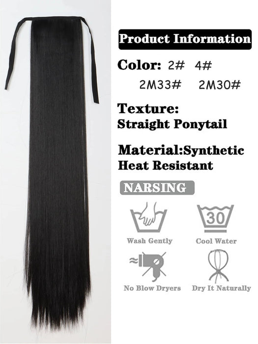 Shein Extensiones de cola de caballo largas y rectas con lazos - Quierox - Tienda Online
