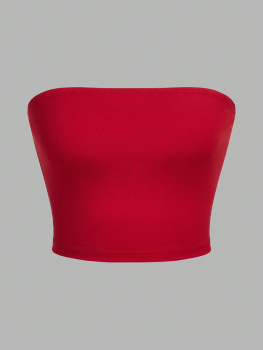 SHEIN EZwear 3 piezas Blusa de top tubo ajustada informal para mujer - Quierox - Tienda Online