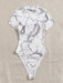 SHEIN EZwear Body de corte alto con estampado de mármol de verano - Quierox - Tienda Online
