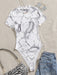 SHEIN EZwear Body de corte alto con estampado de mármol de verano - Quierox - Tienda Online