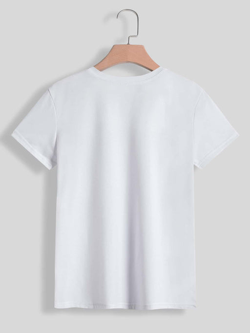 SHEIN EZwear Camiseta con estampado de corazón y letra - Quierox - Tienda Online