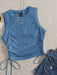 SHEIN EZwear Camiseta corta sin mangas con cordón y fruncido lateral - Quierox - Tienda Online