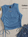 SHEIN EZwear Camiseta corta sin mangas con cordón y fruncido lateral - Quierox - Tienda Online