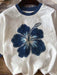 SHEIN EZwear Camiseta de ajuste holgado, estampado floral azul y estilo minimalista - Quierox - Tienda Online