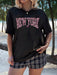 SHEIN EZwear Camiseta de manga corta con cuello redondo y estampado de leopardo de talla grande - Quierox - Tienda Online