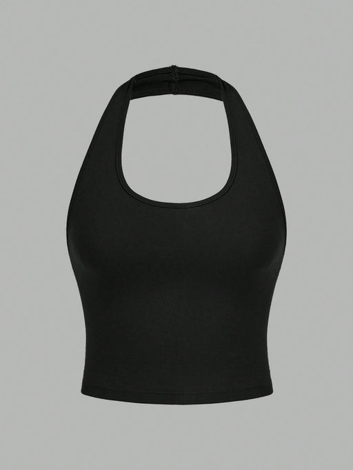 SHEIN EZwear Camiseta de tirantes corto en negro para mujer, de estilo ajustado casual - Quierox - Tienda Online