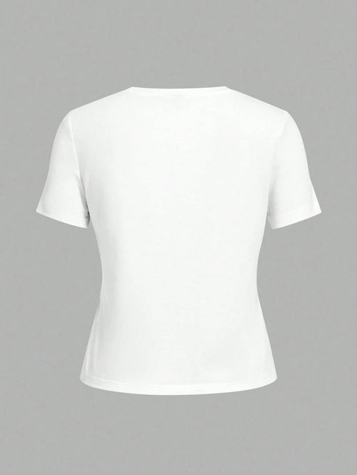 SHEIN EZwear Camiseta informal de mujer blanca - Quierox - Tienda Online