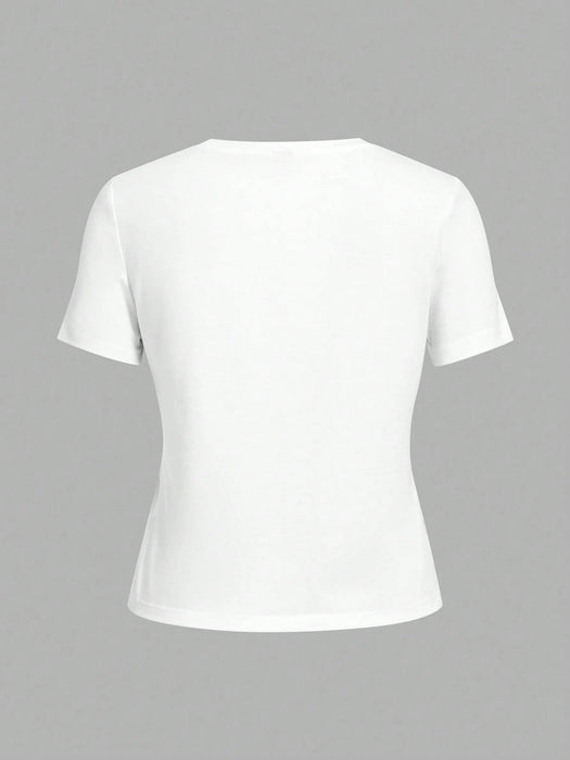 SHEIN EZwear Camiseta informal de mujer blanca - Quierox - Tienda Online