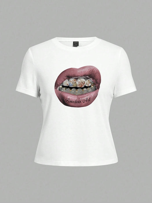 SHEIN EZwear Camiseta informal de mujer blanca - Quierox - Tienda Online