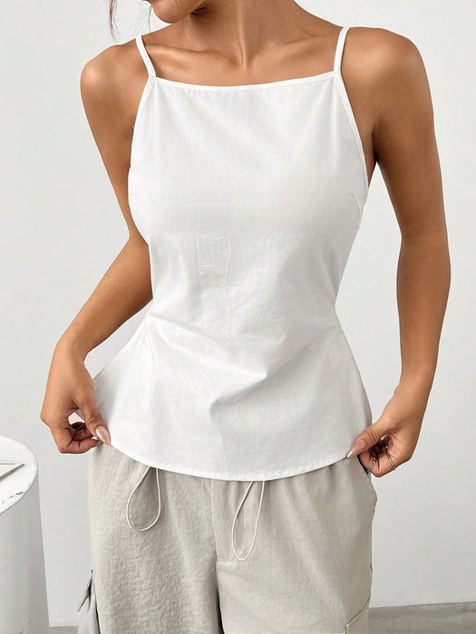 SHEIN EZwear Camisón de verano atractivo para mujer de unicolor sin espalda - Quierox - Tienda Online