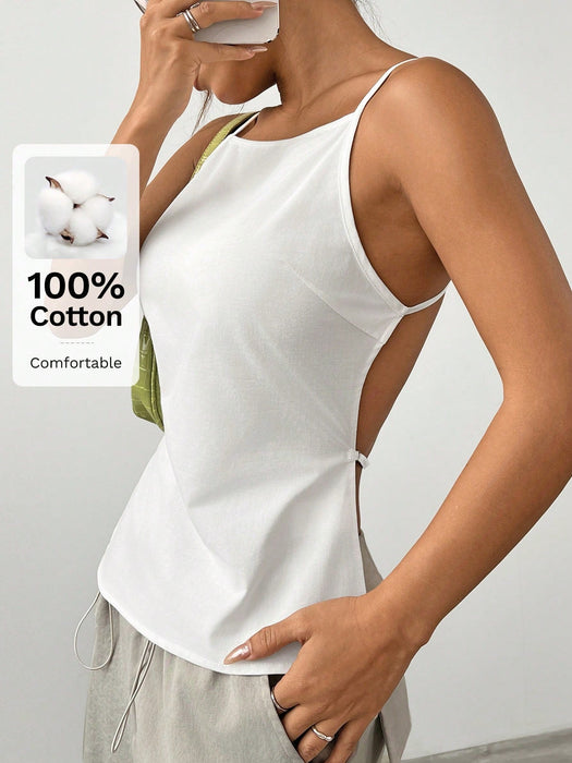 SHEIN EZwear Camisón de verano atractivo para mujer de unicolor sin espalda - Quierox - Tienda Online