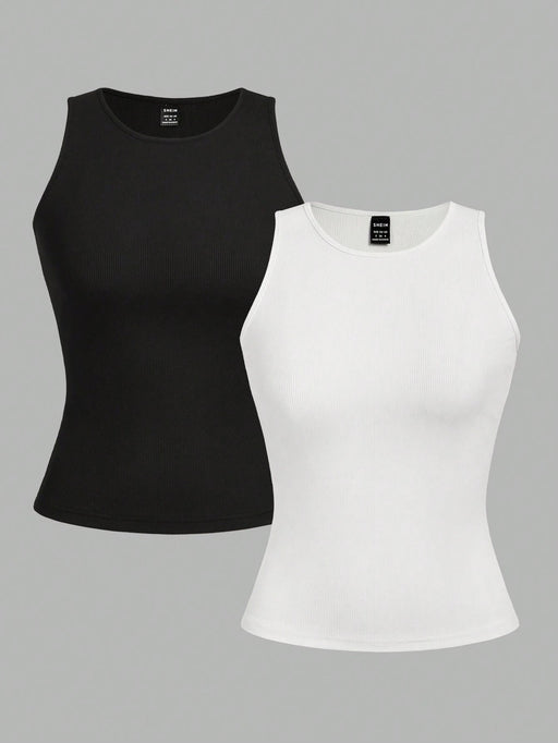 SHEIN EZwear Conjunto de 2 tops de tirantes para mujer de cuello redondo - Quierox - Tienda Online