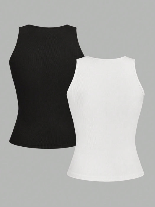 SHEIN EZwear Conjunto de 2 tops de tirantes para mujer de cuello redondo - Quierox - Tienda Online