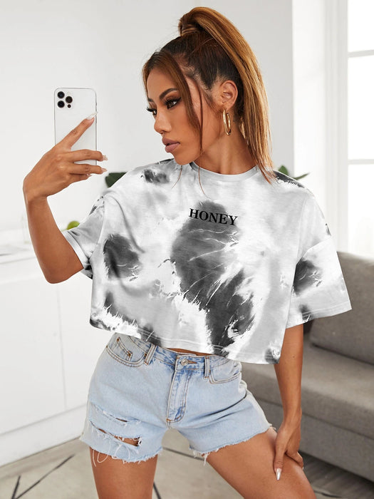 SHEIN EZwear Conjunto De Verano. Top De Teñido Anudado Gráfico - Quierox - Tienda Online