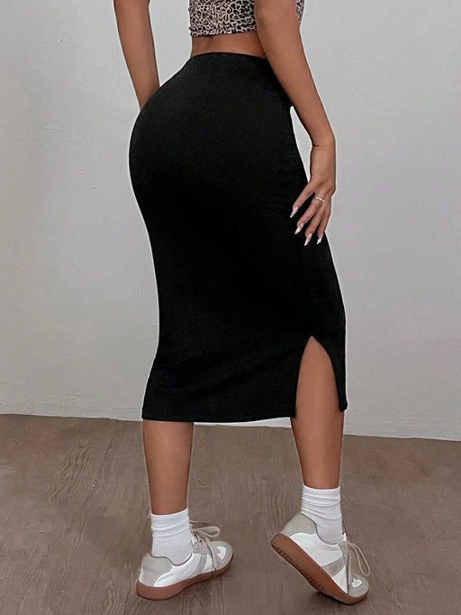 SHEIN EZwear Falda de tejido elástico y fresco con cintura con cordón ajustable - Quierox - Tienda Online