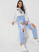 SHEIN EZwear Jeans de pierna recta con abertura desgarro crudo - Quierox - Tienda Online