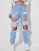 SHEIN EZwear Jeans de pierna recta con abertura desgarro crudo - Quierox - Tienda Online