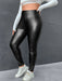 SHEIN EZwear Leggings PU de talle alto - Quierox - Tienda Online