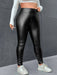 SHEIN EZwear Leggings PU de talle alto - Quierox - Tienda Online