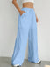 SHEIN EZwear Pantalones de pierna ancha tejidos con cintura elástica para mujeres - Quierox - Tienda Online