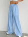 SHEIN EZwear Pantalones de pierna ancha tejidos con cintura elástica para mujeres - Quierox - Tienda Online