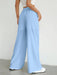 SHEIN EZwear Pantalones de pierna ancha tejidos con cintura elástica para mujeres - Quierox - Tienda Online