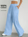 SHEIN EZwear Pantalones de pierna ancha tejidos con cintura elástica para mujeres - Quierox - Tienda Online
