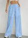 SHEIN EZwear Pantalones de pierna ancha tejidos con cintura elástica para mujeres - Quierox - Tienda Online