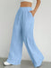 SHEIN EZwear Pantalones de pierna ancha tejidos con cintura elástica para mujeres - Quierox - Tienda Online