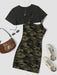 SHEIN EZwear Plus Vestido camisero con estampado de camuflaje y camiseta asimétrica - Quierox - Tienda Online