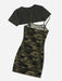 SHEIN EZwear Plus Vestido camisero con estampado de camuflaje y camiseta asimétrica - Quierox - Tienda Online