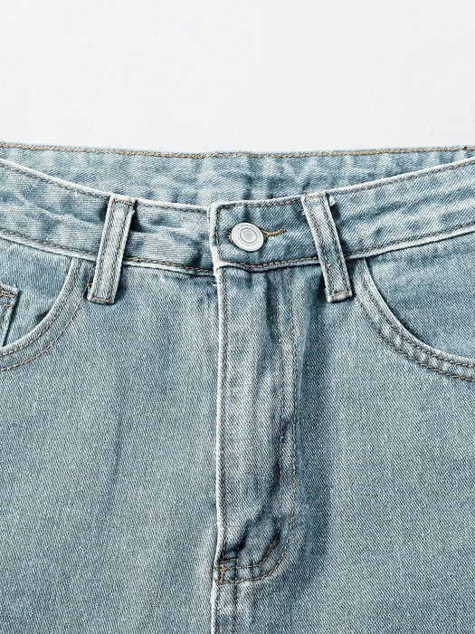 SHEIN EZwear Shorts de mezclilla con botones y bolsillos frontales, uso informal - Quierox - Tienda Online