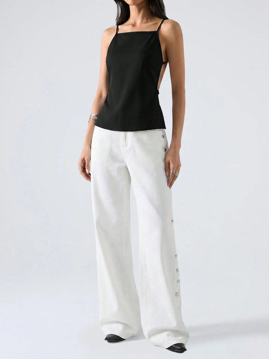 SHEIN EZwear Sujetador De Tirantes Para Damas En Color Sólido Con Espalda Al Aire - Quierox - Tienda Online