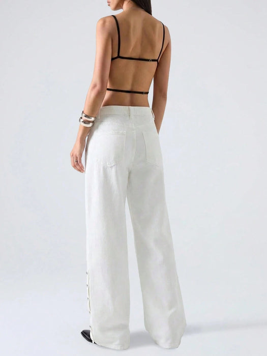 SHEIN EZwear Sujetador De Tirantes Para Damas En Color Sólido Con Espalda Al Aire - Quierox - Tienda Online