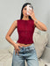 SHEIN EZwear Top corto casual y ajustado de unicolor con botones de mujer - Quierox - Tienda Online