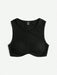 SHEIN EZwear Top corto de verano negro con cuello halter y estampado de gofres - Quierox - Tienda Online