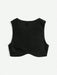 SHEIN EZwear Top corto de verano negro con cuello halter y estampado de gofres - Quierox - Tienda Online