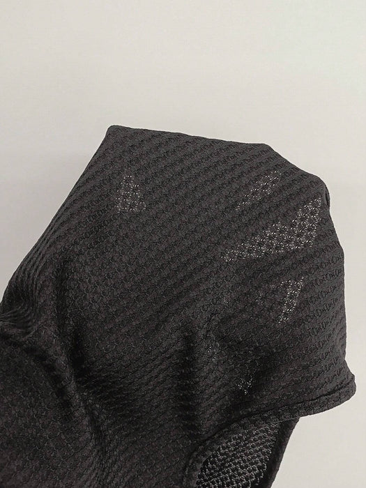 SHEIN EZwear Top corto de verano negro con cuello halter y estampado de gofres - Quierox - Tienda Online