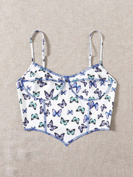 SHEIN EZwear Top de tirantes con estampado de mariposas en contraste - Quierox - Tienda Online