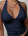 SHEIN EZwear Top de tirantes de cuello halter sin espalda con cuello en V - Quierox - Tienda Online