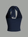 SHEIN EZwear Top de tirantes de cuello halter sin espalda con cuello en V - Quierox - Tienda Online