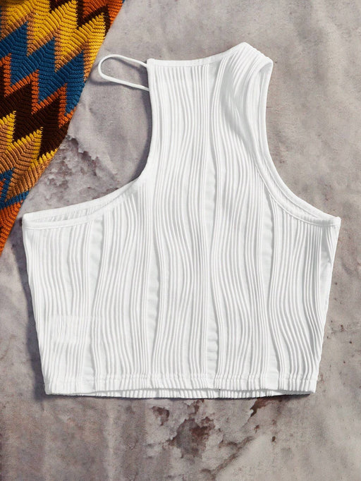 SHEIN EZwear Top Sin Mangas Con Cuello Asimétrico - Quierox - Tienda Online