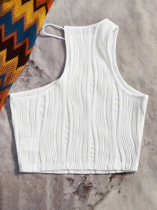 SHEIN EZwear Top Sin Mangas Con Cuello Asimétrico - Quierox - Tienda Online