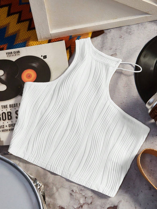 SHEIN EZwear Top Sin Mangas Con Cuello Asimétrico - Quierox - Tienda Online