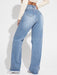 SHEIN EZwear - Vaqueros de verano para mujer, rasgados, con cortes y pernera ancha - Quierox - Tienda Online