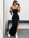 SHEIN EZwear Vestido de espagueti con abertura de unicolor de mujer para verano - Quierox - Tienda Online