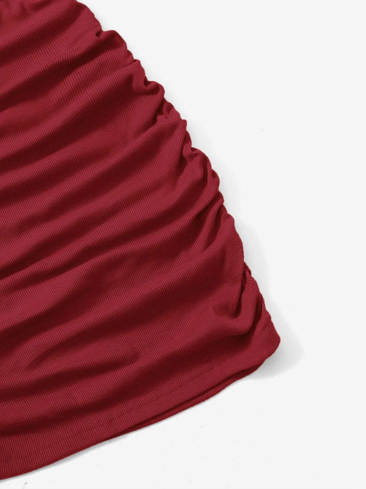 SHEIN EZwear Vestido halter cruzado con diseño fruncido - Quierox - Tienda Online