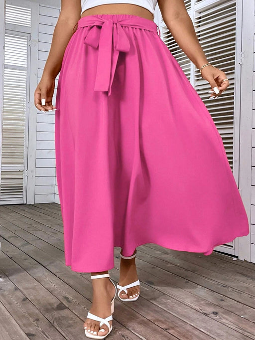 Shein Falda acampanada con cinturón liso Holidaya en talla grande - Quierox - Tienda Online
